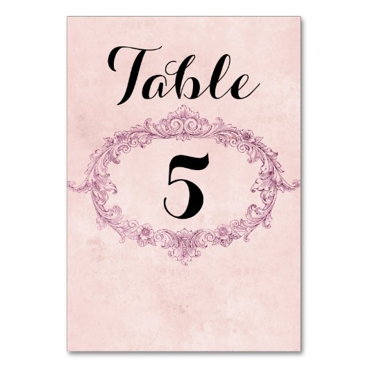 Numéro De Table Vintage cadre floral rose (Par défaut)