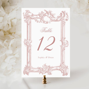 Numéro De Table Vintage élégant cadre baroque Mariage Rose Dusty