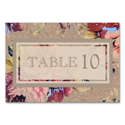 Numéro De Table Vintage Floral Rustique Personnalisé (Devant)