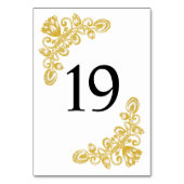 Numéro De Table Vintage Gold Table 19 (Dos)