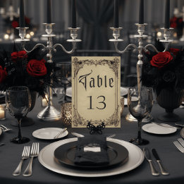 Numéro De Table Vintage Gothic Black Toile Tan Wedding