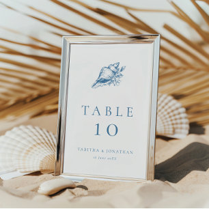 Numéro De Table Vintage Mariage côtier de coquillages floraux