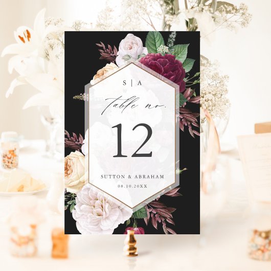 Numéro De Table Vintage Mariage Floral