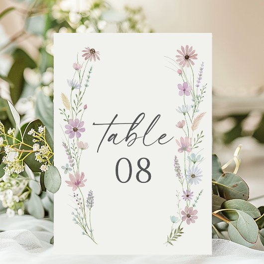 Numéro De Table Vintage Pastel Wildflower Wedding