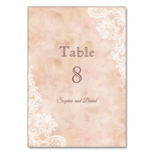 Numéro De Table Vintage Rose de dentelle Vieux Mariage de papier N
