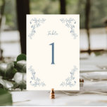Numéro De Table Vintage Rustique Mariage de cadre<br><div class="desc">Elégant mariage de ligne florale rustique numéro de table avec un cadre botanique vintage couleur bleu poussiéreux.</div>