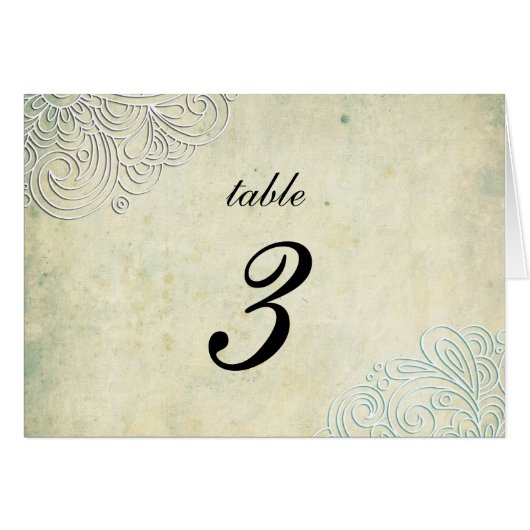 Numéro de table vintage Turquoise Swirl Mariage da (Devant Horizontal)