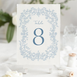 Numéro De Table Vintage Victorian Blue Baroque Line Mariage d'art