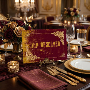 Numéro De Table Vintage VIP Réservé Bordeaux Or Élégant