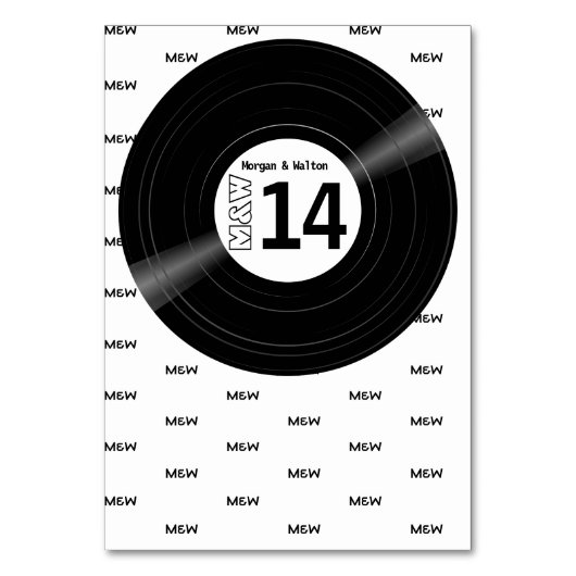 Numéro De Table Vinyl Record Monogramme Motif Blanc (Dos)