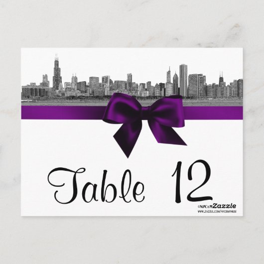 Numéro de table violet BW Etched de Chicago (Dos)