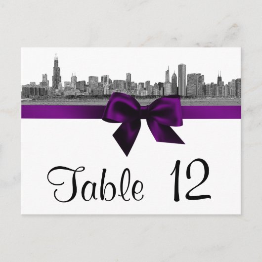 Numéro de table violet BW Etched de Chicago (Devant)