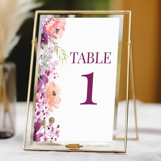 Numéro De Table Violet de automne Magenta violet fleurs Mariage