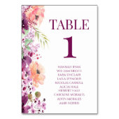 Numéro De Table Violet de automne Magenta violet fleurs Mariage (Dos)