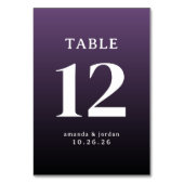 Numéro de table violet élégant (Dos)