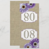 Numéro de table violet Gerbera Daisy (Devant / Derrière)