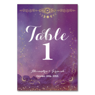 Numéro De Table Violet Sky Gold Moon