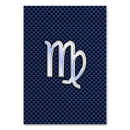 Numéro De Table Virgo Zodiac Sign on Navy Blue Carbon Fiber Print (Par défaut)