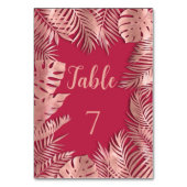 Numéro De Table Viva magenta rose or tropical feuilles romantique (Dos)