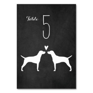 Numéro De Table Vizsla Silhouettes Mariage de chien de réception