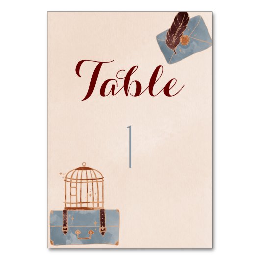 Numéro De Table Voyage en Bleu et en Bourgogne (Dos)