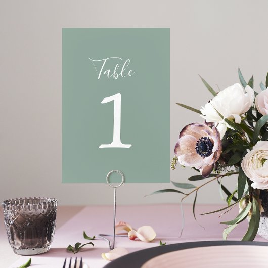 Numéro De Table Vrai Simplicité 1 Mariage Sage Green Numéro de tab