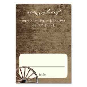 Numéro De Table Wagon Wheel et Barn Wood Seating Card