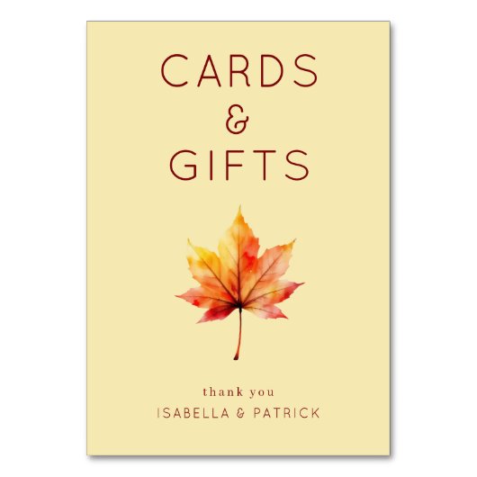 Numéro De Table Warm Autumn Watercolor Maple Leaf (Par défaut)