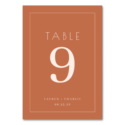 Numéro De Table Warm Terracotta Minimalist Number (Par défaut)