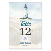 Numéro De Table Watercolor Beach, Côte Nouvelle-Angleterre Mariage (Dos)