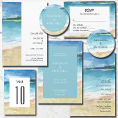 Numéro De Table Watercolor Beach Ocean Destination Mariage