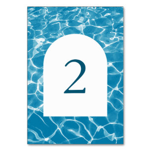 Numéro De Table Watercolor Blue Ocean Beach Wedding Numéro de tabl