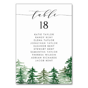 Numéro De Table Watercolor Forest Woodland Mariage Siège