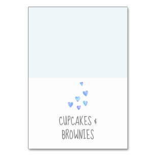 Numéro De Table Watercolor Hearts Boy Baby shower Buffet Étiquette