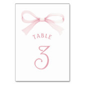 Numéro De Table Watercolor Pink Bow (Dos)