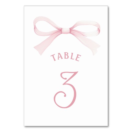 Numéro De Table Watercolor Pink Bow (Par défaut)