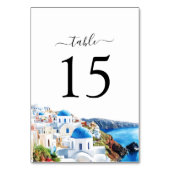 Numéro De Table Watercolor Santorini Elegant Coastal Wedding (Par défaut)