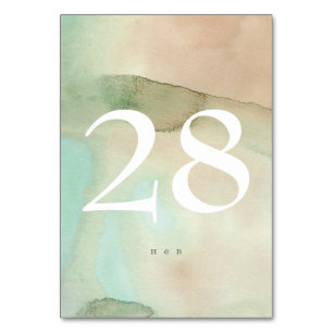Numéro De Table Watercolor Soft Pastel Beach Wedding