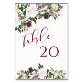 Numéro De Table Watercolor White Roses Cranberry Wedding (Dos)