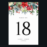 Numéro De Table Watercolor Winter Blooms Garland Mariage botanique<br><div class="desc">Ajoutez un accent floral à votre événement avec ces cartes numériques personnalisables. Il présente une guirlande florale aquarelle de fleurs de poinsettia, de roses rouges et d'ivoire, de pinecones, d'hivernages et de verdure. Personnalisez en ajoutant vos détails. Cette carte de numéro de table fleurie est parfaite pour les mariages d'hiver,...</div>