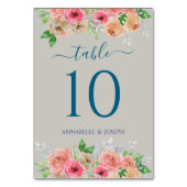 Numéro De Table watercolors Florals Modern Botanical Wedding (Dos)