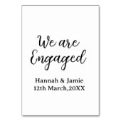 Numéro De Table We are Engaged couple name date calligraphystylish (Dos)
