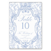 Numéro De Table Wedding Crest Blue Floral Elegant Script (Par défaut)