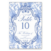 Numéro De Table Wedding Crest Delft Blue Floral Elegant Script (Par défaut)