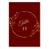 Numéro De Table Wedding Golden Floral Geometric Wreath Red Party (Dos)