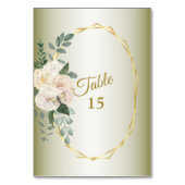 Numéro De Table Wedding Greenery Leaves Pink Floral Gold Geometric (Dos)