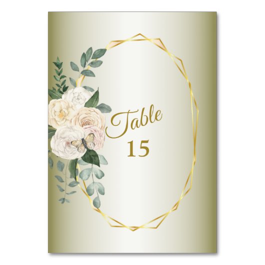 Numéro De Table Wedding Greenery Leaves Pink Floral Gold Geometric (Par défaut)