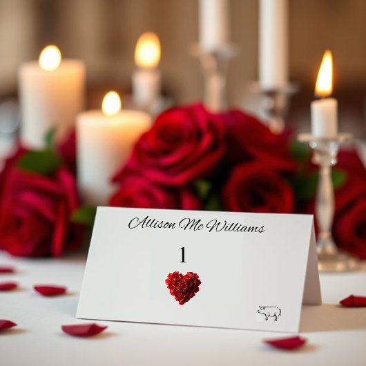 Numéro De Table Wedding Place Cards Pork Icon-Red Roses