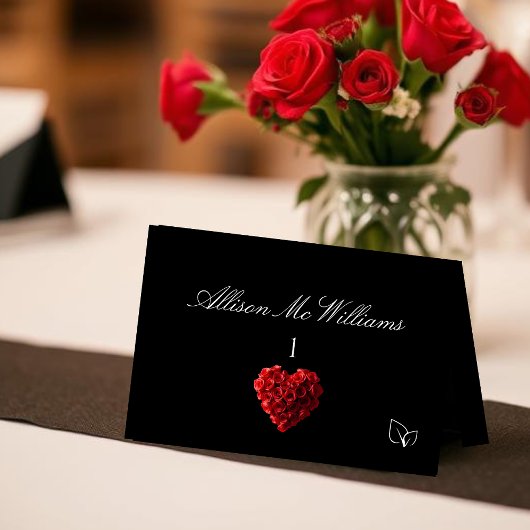 Numéro De Table Wedding Place Cards Vegan Icon-Red Roses