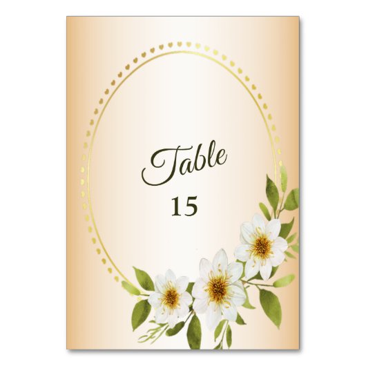 Numéro De Table Wedding Rustic Golden Geometric White Floral Peach (Par défaut)